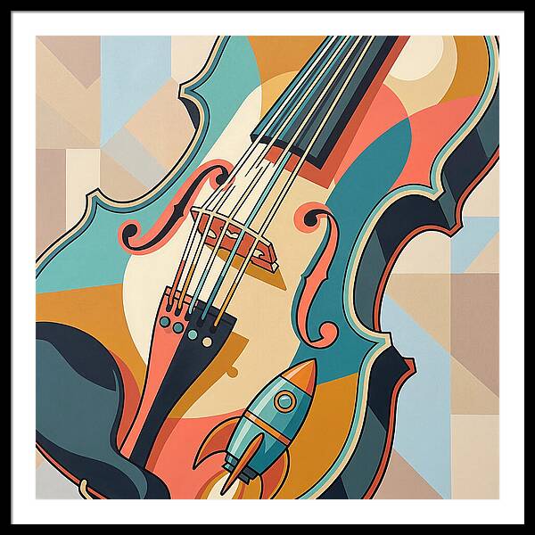 Vintage Violin With Rocket