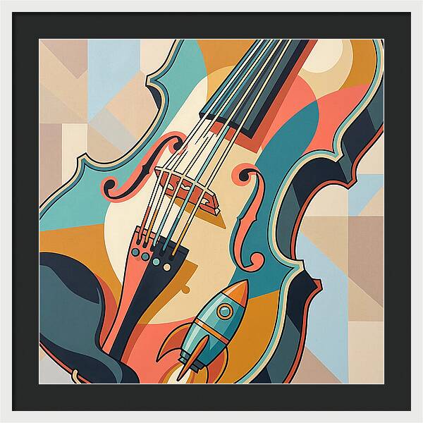 Vintage Violin With Rocket