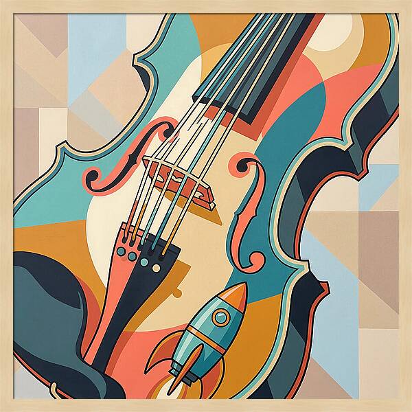 Vintage Violin With Rocket