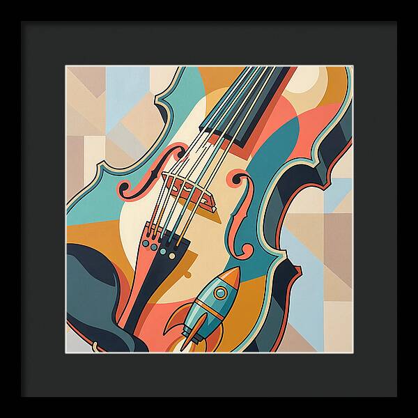 Vintage Violin With Rocket
