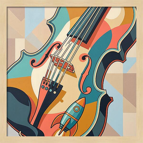 Vintage Violin With Rocket