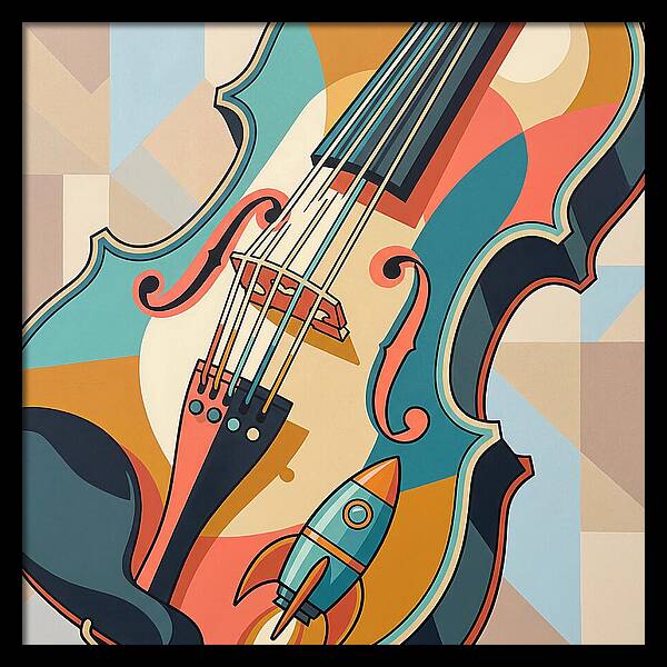 Vintage Violin With Rocket