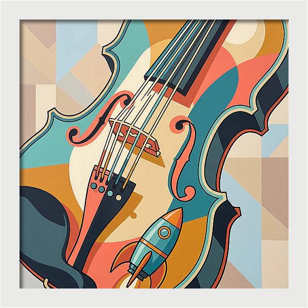 Vintage Violin With Rocket