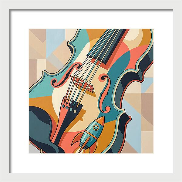 Vintage Violin With Rocket