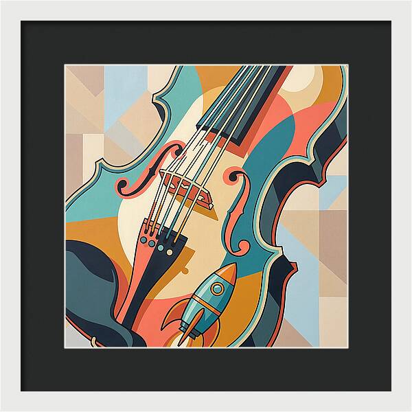 Vintage Violin With Rocket