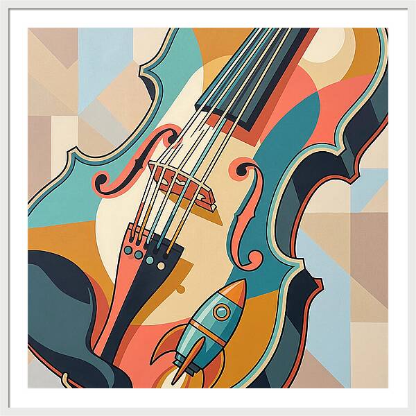 Vintage Violin With Rocket