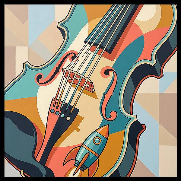 Vintage Violin With Rocket