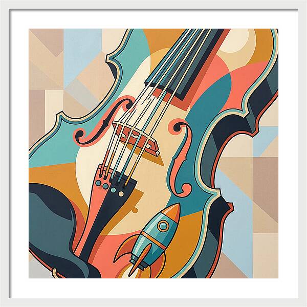 Vintage Violin With Rocket