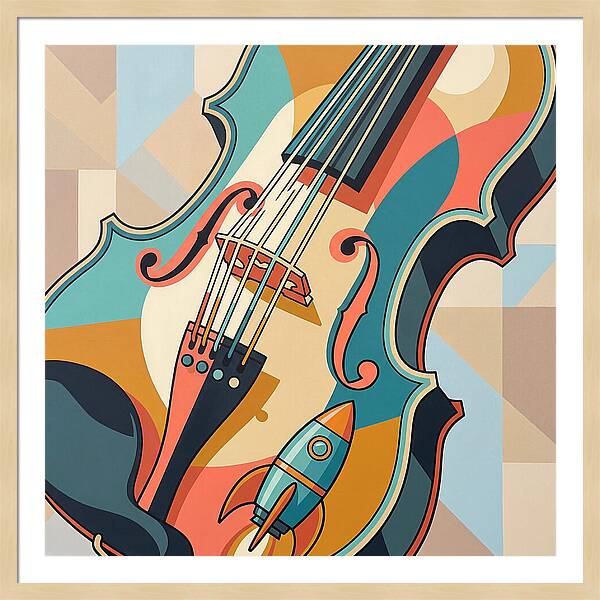 Vintage Violin With Rocket