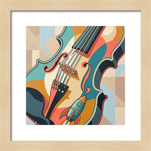 Vintage Violin With Rocket