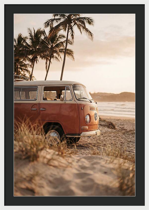 Vintage Volkswagen Bus At Sunset