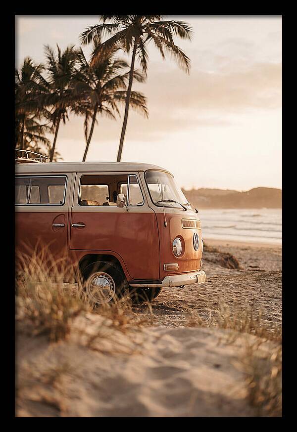Vintage Volkswagen Bus At Sunset