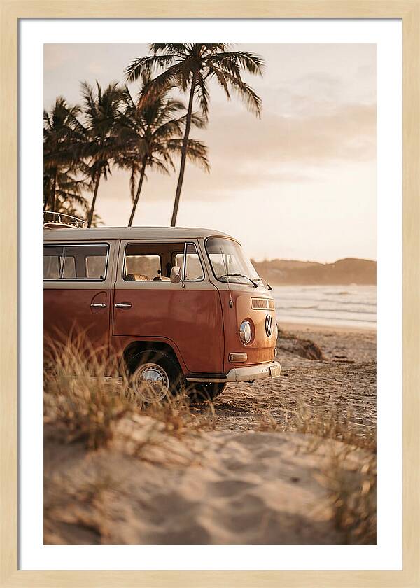 Vintage Volkswagen Bus At Sunset