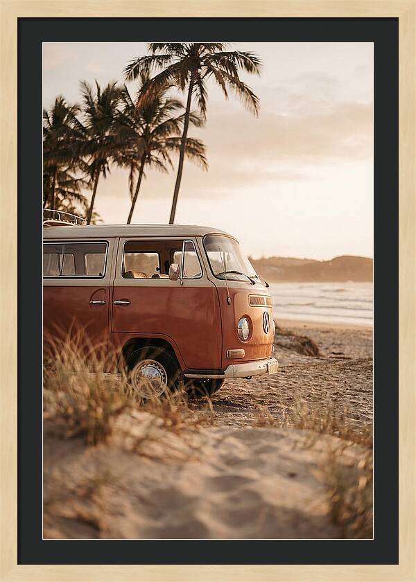 Vintage Volkswagen Bus At Sunset