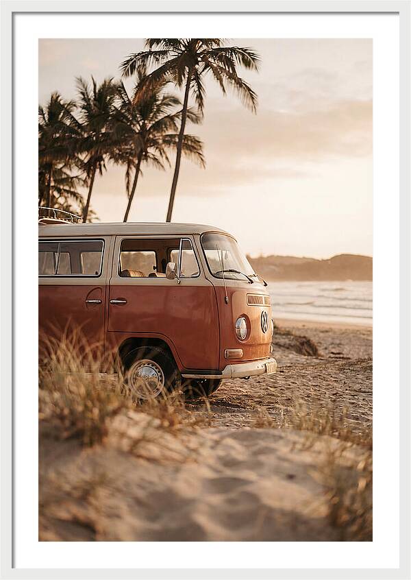 Vintage Volkswagen Bus At Sunset