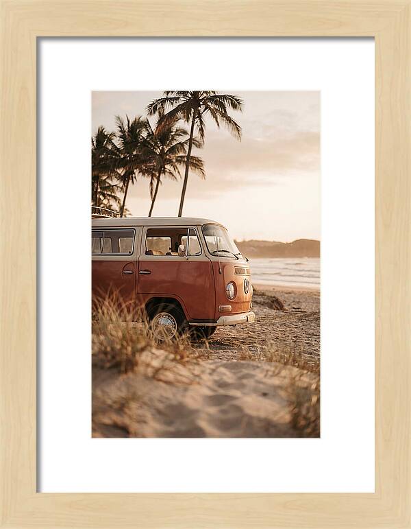 Vintage Volkswagen Bus At Sunset