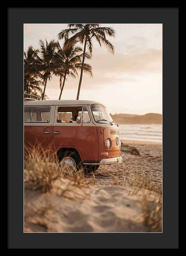 Vintage Volkswagen Bus At Sunset