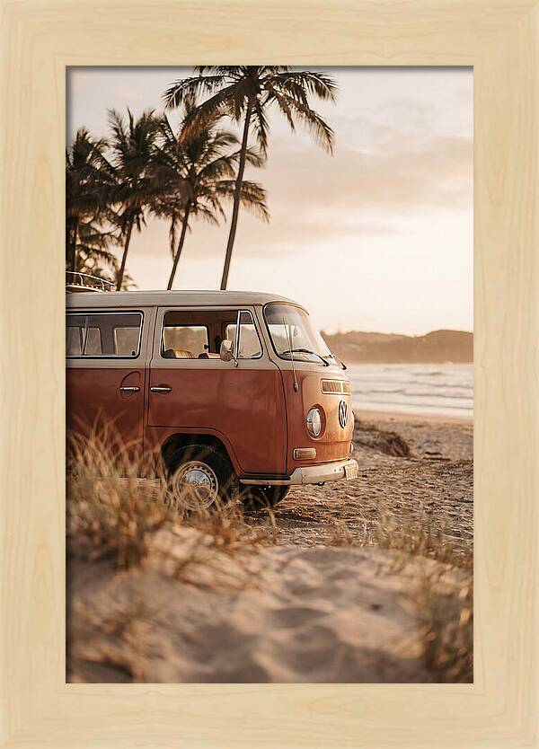 Vintage Volkswagen Bus At Sunset
