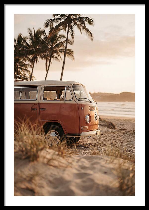 Vintage Volkswagen Bus At Sunset