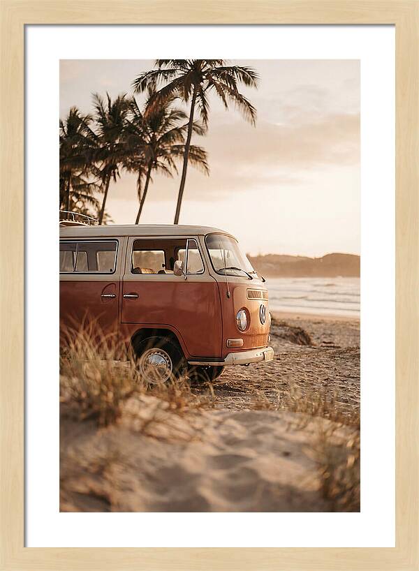 Vintage Volkswagen Bus At Sunset