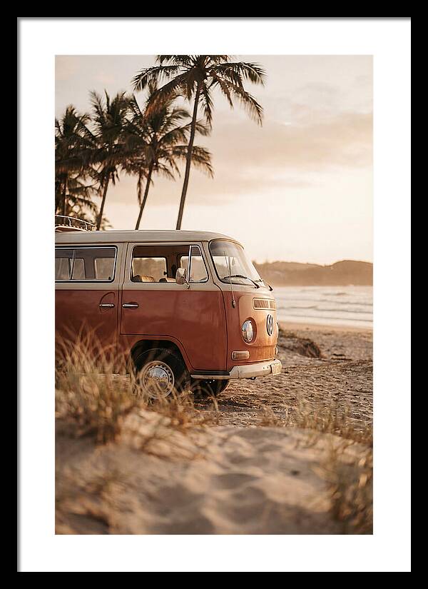 Vintage Volkswagen Bus At Sunset