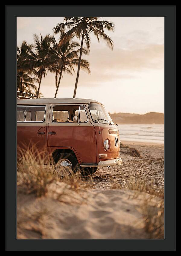 Vintage Volkswagen Bus At Sunset