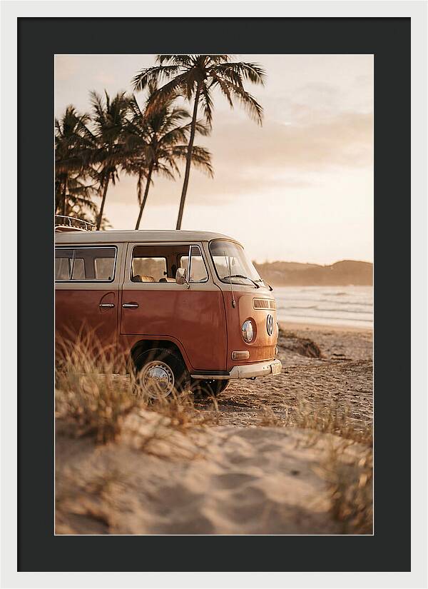 Vintage Volkswagen Bus At Sunset
