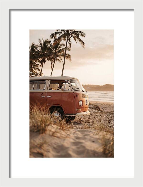 Vintage Volkswagen Bus At Sunset