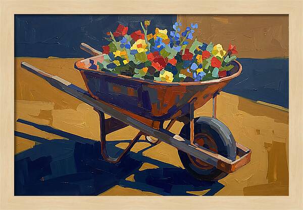 Vintage Wheelbarrow Filled With Flowers