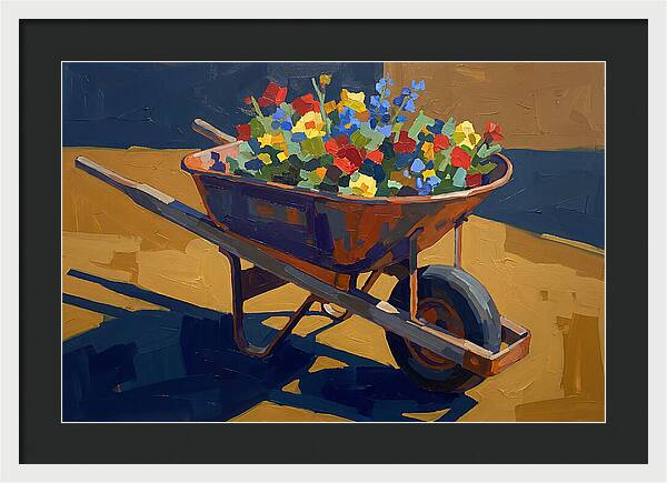 Vintage Wheelbarrow Filled With Flowers