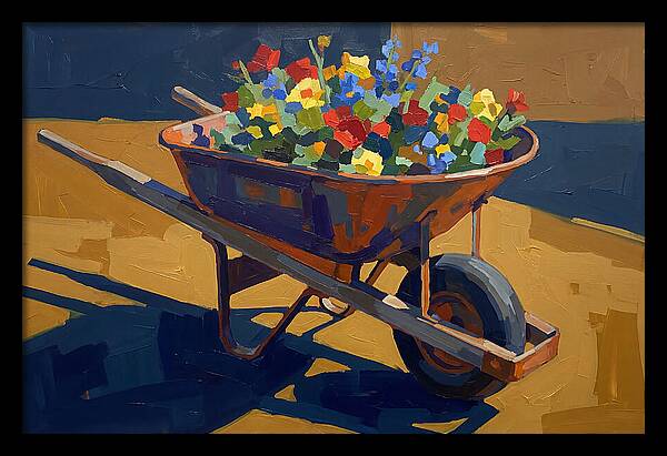 Vintage Wheelbarrow Filled With Flowers