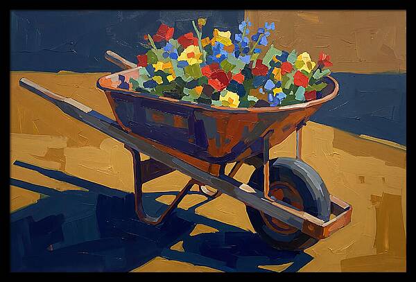 Vintage Wheelbarrow Filled With Flowers