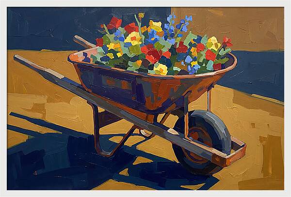 Vintage Wheelbarrow Filled With Flowers