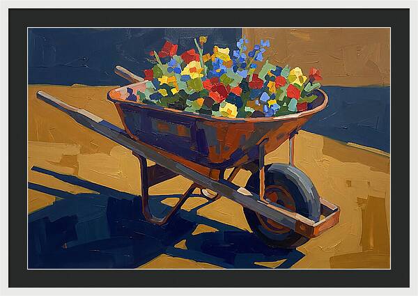 Vintage Wheelbarrow Filled With Flowers