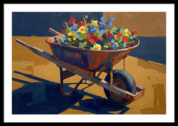 Vintage Wheelbarrow Filled With Flowers