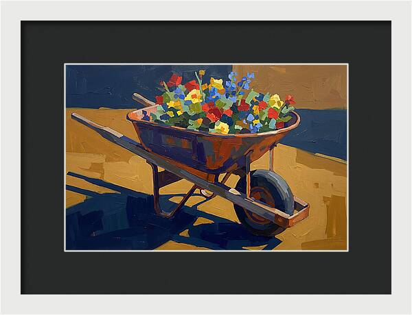 Vintage Wheelbarrow Filled With Flowers