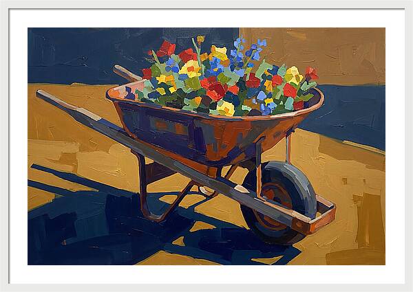 Vintage Wheelbarrow Filled With Flowers