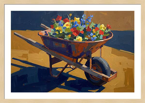 Vintage Wheelbarrow Filled With Flowers