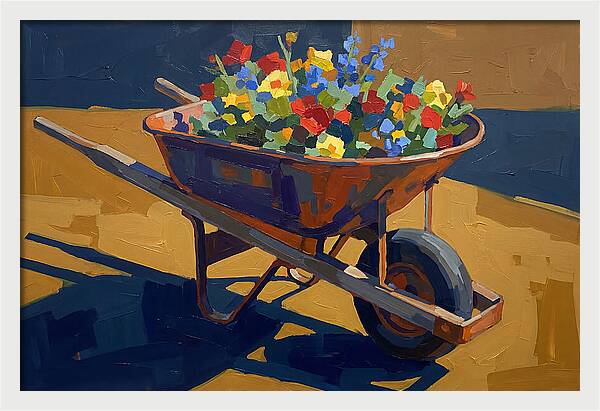 Vintage Wheelbarrow Filled With Flowers