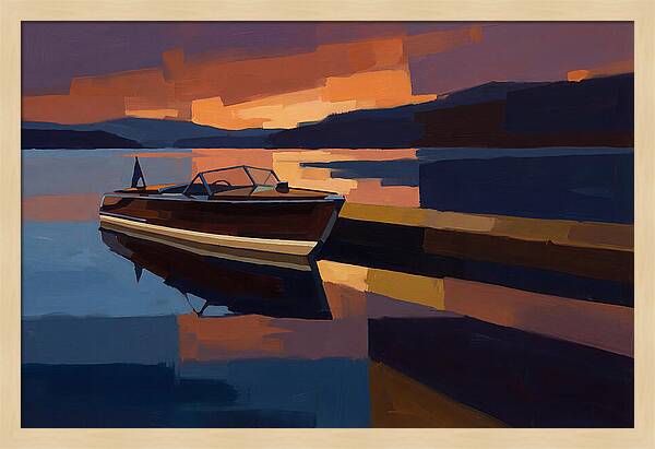 Vintage Wooden Boat At Sunset