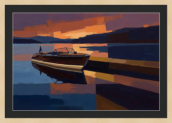 Vintage Wooden Boat At Sunset