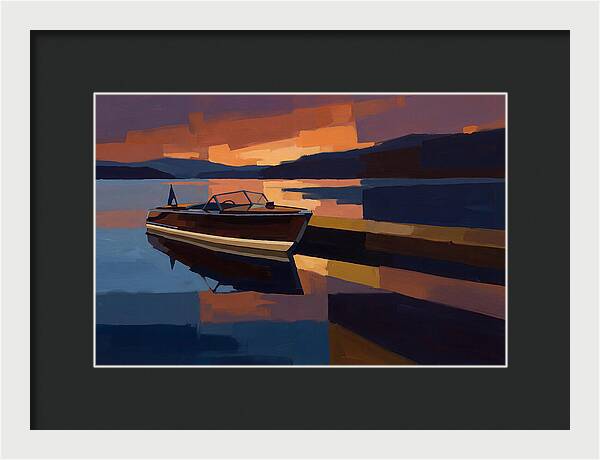 Vintage Wooden Boat At Sunset