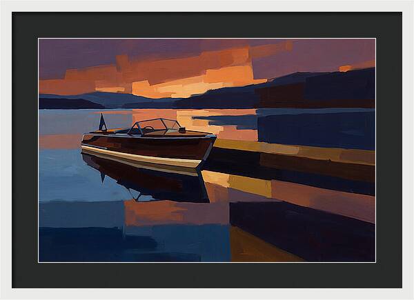 Vintage Wooden Boat At Sunset