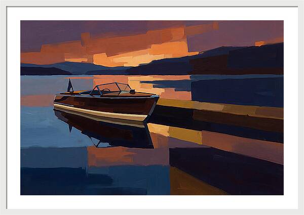 Vintage Wooden Boat At Sunset