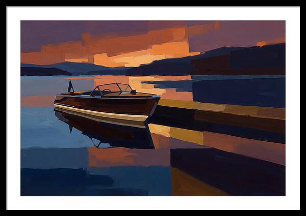Vintage Wooden Boat At Sunset