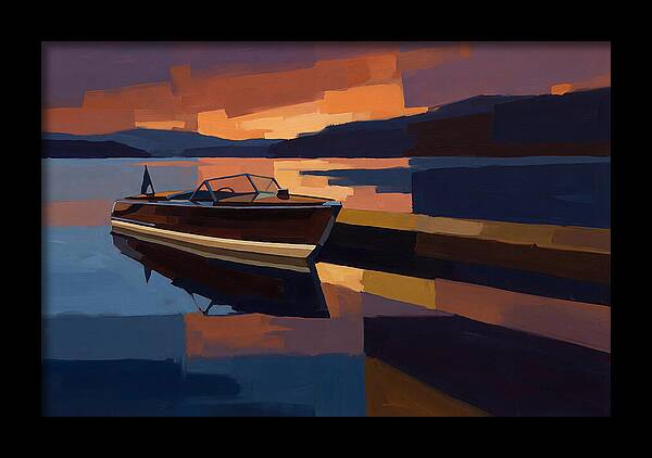 Vintage Wooden Boat At Sunset