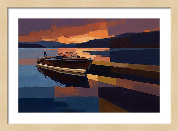 Vintage Wooden Boat At Sunset