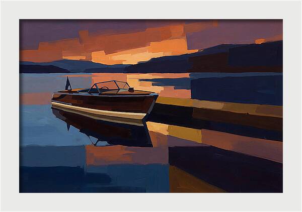 Vintage Wooden Boat At Sunset