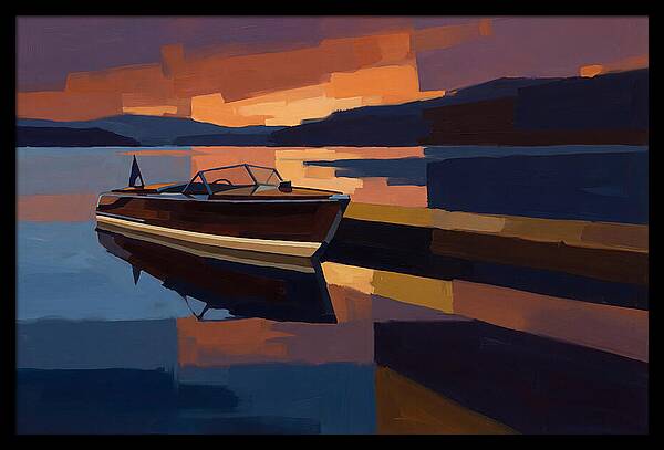 Vintage Wooden Boat At Sunset