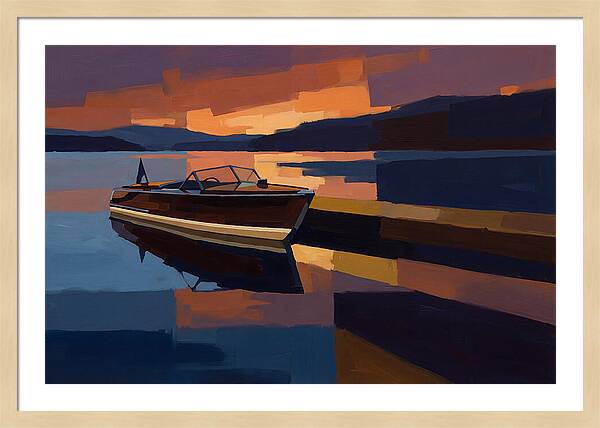 Vintage Wooden Boat At Sunset